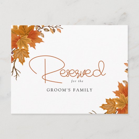 Boho Chic Herfst Bruiloft Gereserveerde Kaart (Voorkant)