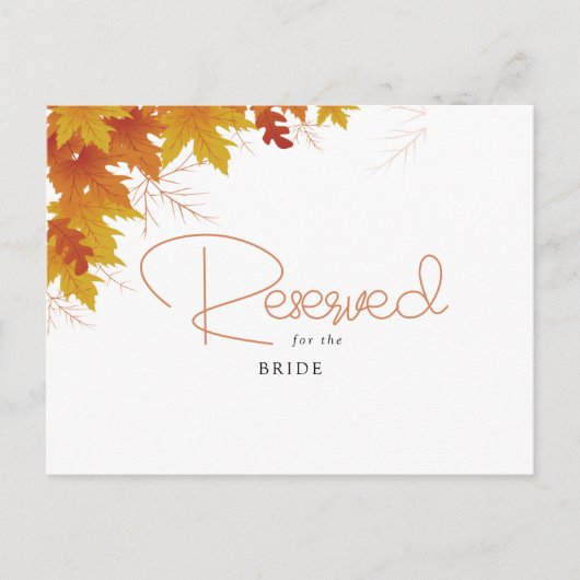 Boho Chic Herfst Bruiloft Gereserveerde Kaart (Voorkant)