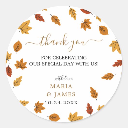 Boho Chic Herfst Bruiloft Ronde Sticker (Voorkant)