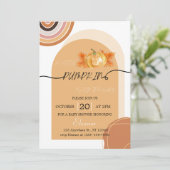 Boho Chic Herfst Pompoen Baby shower Invitation Kaart (Staand voorkant)