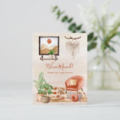 Boho Chic Home Scene Macrame Moving Notice Aankondigingskaart (Staand voorkant)