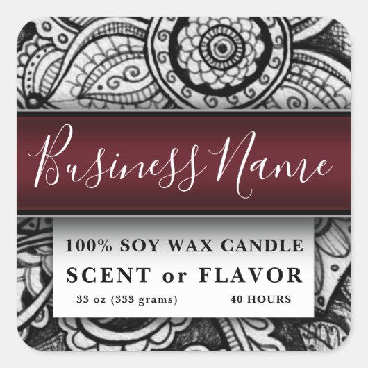 Boho Chic Homemade Food Bakery Kitchen Candle Vierkante Sticker (Voorkant)