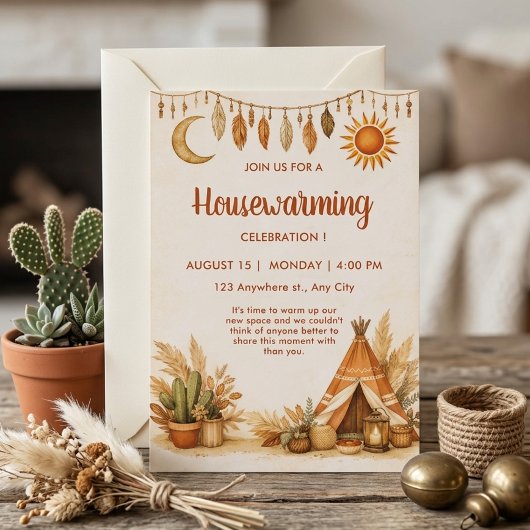 Boho Chic Housewarming Uitnodiging