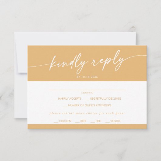 Boho Chic Jaune Marigold Menu Choix Mariage (Devant)