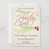 Boho Chic Kerstparty Laurel & Berries Kaart (Voorkant)