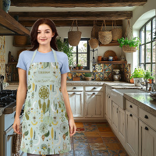 Boho Chic Keuken met Dreamcatcher in Sage Green Schort