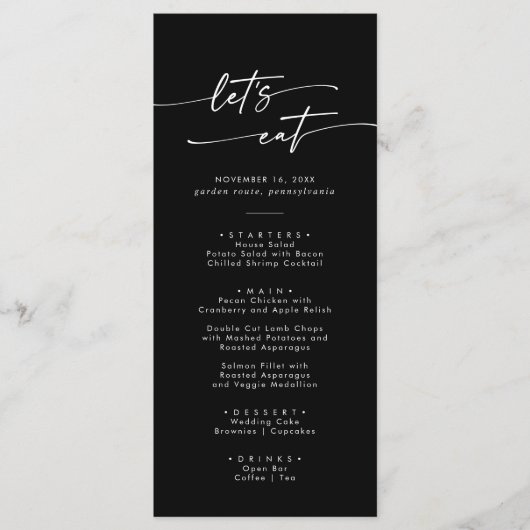 Boho Chic KLEUR BEWERKBARE Dankjewel en Trouwdag Menu (Voorkant)