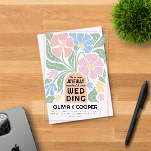 Boho Chic Kleurrijke Bloemige Bruiloft Acryl Uitnodigingen