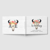 Boho Chic Koe schedel Bloemen Rustiek Bruiloft Mon Gastenboek (Volledig)