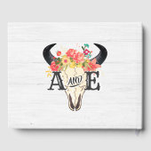 Boho Chic Koe schedel Bloemen Rustiek Bruiloft Mon Gastenboek (Achterkant)