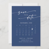 Boho chic koningsblauw QR code fotokalender Save The Date (Voorkant)
