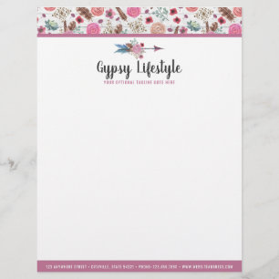 Boho Chic Landelijke Veer Pijl Waterverf Boheemse Briefhoofd