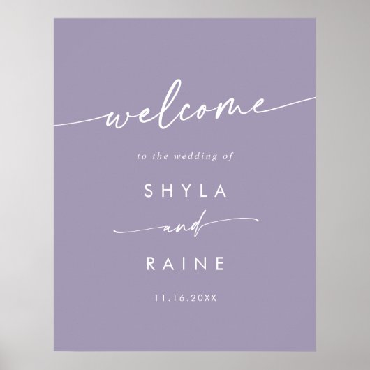 Boho Chic Lavendel Paarse DIY bruiloft welkom teke Poster (Voorkant)