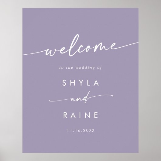 Boho Chic Lavendel Paarse DIY Trouw Welkom Bord Poster (Voorkant)