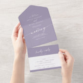 Boho Chic Lavendel Paarse Maaltijd Keuze RSVP Brui All In One Uitnodiging (Afscheurbaar)