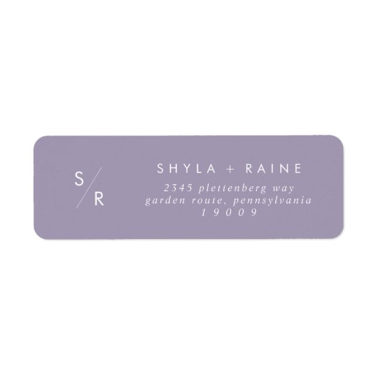 Boho Chic Lavendel Paarse Monogram Adresetiketten Etiket (Voorkant)