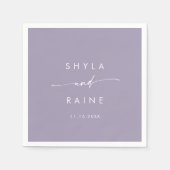 Boho chic lavendel Paarse monogram bruiloft servet (Voorkant)