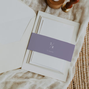 Boho Chic Lavendel Paarse Monogram Trouwdag Uitnodigingen Wikkel