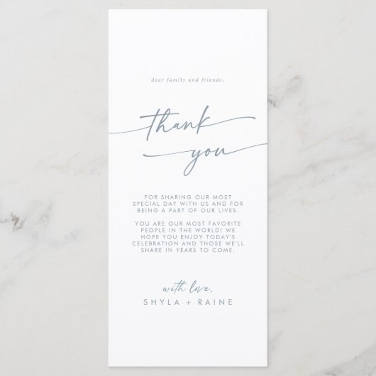 Boho chic leisteen blauw dank u plaats kaart (Voorkant)