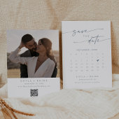 Boho chic leisteen blauw QR code fotokalender Save The Date