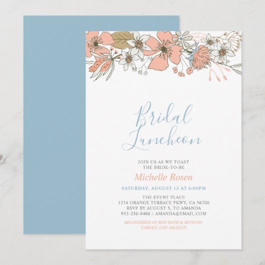 Boho Chic Lente Florale Bruiloft Luncheon Shower U Kaart (Voorkant / Achterkant)