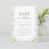 Boho Chic Little Wildflower Baby shower Kaart (Staand voorkant)