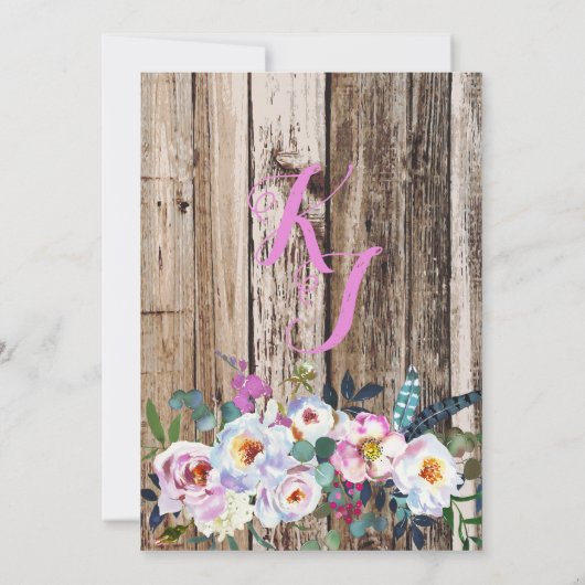 Boho Chic Longhorn Koe schedel bloemenbruiloft Kaart (Achterkant)