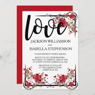 Boho Chic Love and Rozen Wedding Invitation Kaart