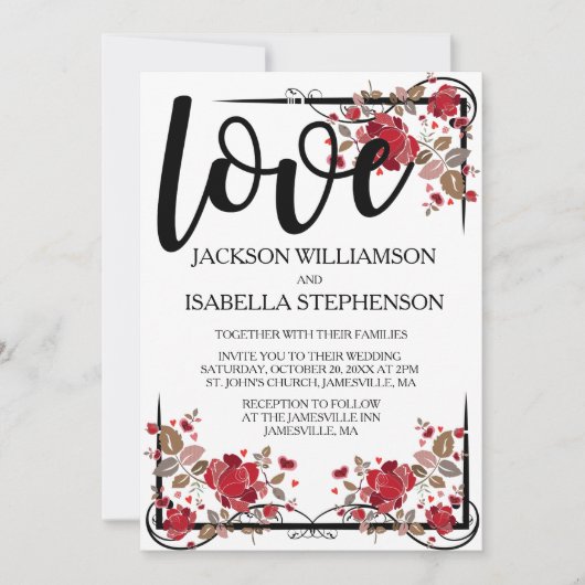 Boho Chic Love et Faire-part de mariage Rose (Devant)