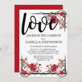 Boho Chic Love et Faire-part de mariage Rose (Devant / Derrière)