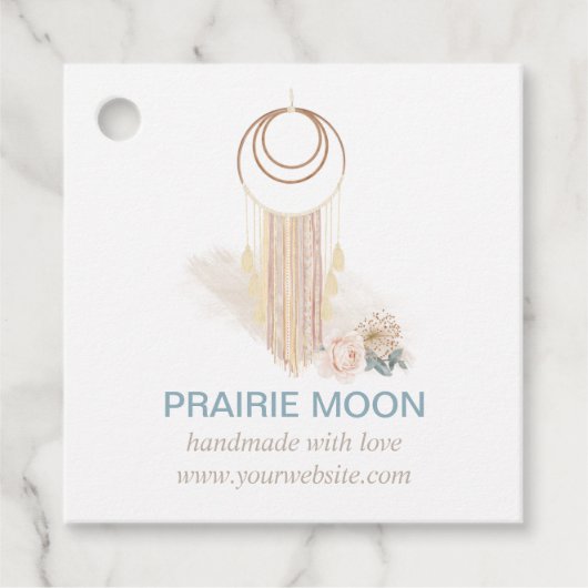 Boho Chic Macrame Waterverf Wand Hanging Labels (Voorkant)