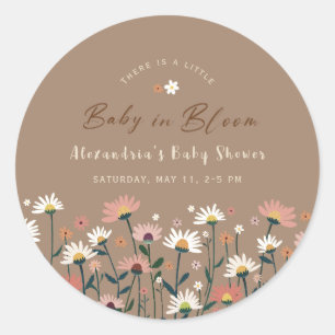 Boho Chic Madeliefje Baby in Bloom Shower Sticker