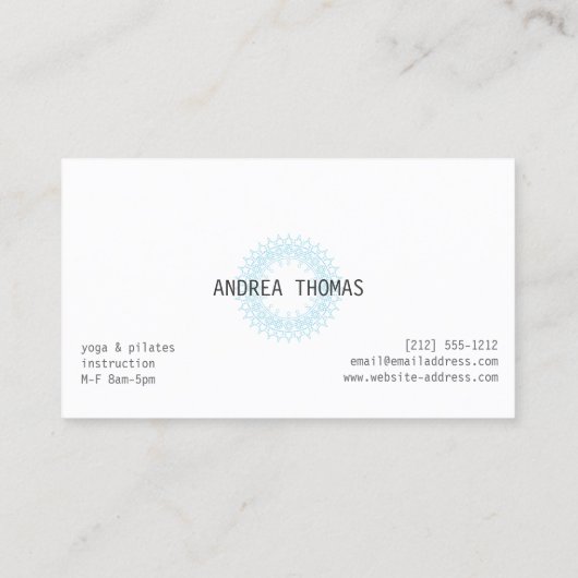 Boho Chic Mandala Blauw/Wit Visitekaartje (Achterkant)