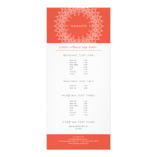 Boho Chic Mandala Namaste Yoga Coral Rack Card Reclamekaart