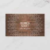 Boho Chic Mandala op Donker Hout Visitekaartje (Voorkant)