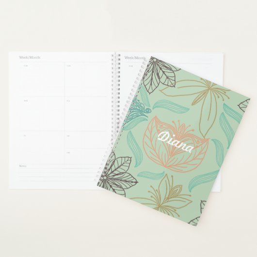Boho-Chic Mint Floral Blossom Motif (Devant avec enveloppe)