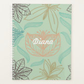 Boho-Chic Mint Floral Blossom Pattern Planner (Voorkant)