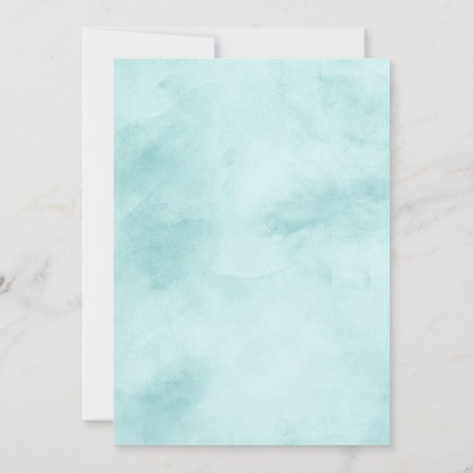 Boho Chic Mint & Navy Bloemen bruiloft uitnodiging (Achterkant)