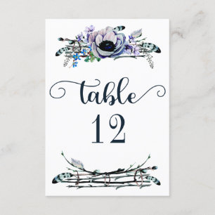 Boho Chic Mint & Navy Bloemstuk Tafelnummer Zitpla