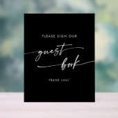 Boho Chic Modern Black Wedding Guest Book Acryl Bord (Neutraal)