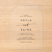 Boho Chic Modern Casual Clear Acryl Huwelijk Acryl Uitnodigingen (Voorkant)