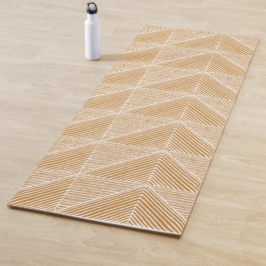 Boho Chic Modern Geometric Lines Pattern Gold Yogamat (In situ)
