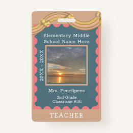 Boho Chic Modern Rainbow Custom Teacher ID Badge