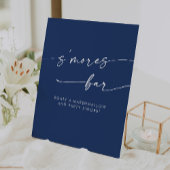 Boho Chic Modern Royal Blue Smores Wedding Reclamebord Met Voetstuk