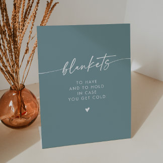Boho Chic Modern Seafoam Blauwgroen Deken Wedding Reclamebord Met Voetstuk