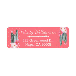 Boho Chic & Modern Waterverf Cactus Plant Patroon Etiket