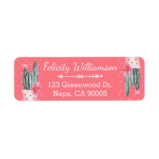 Boho Chic & Modern Waterverf Cactus Plant Pattern Etiket (Voorkant)