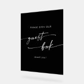 Boho Chic Moderne Blanc Noir Mariage Livre d'invit (Angle)