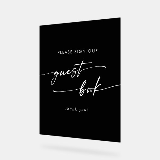 Boho Chic Moderne Blanc Noir Mariage Livre d'invit (Angle)