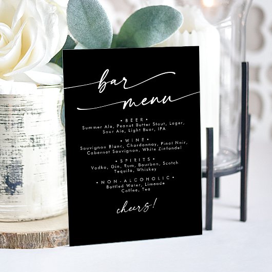 Boho Chic Moderne Simple Noir Bar Mariage